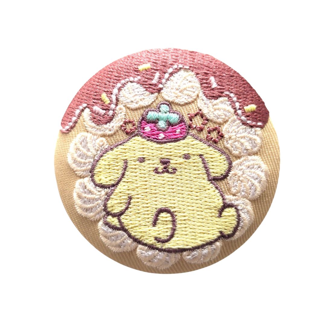 刺繍缶バッジビスケット4_ポムポムプリン